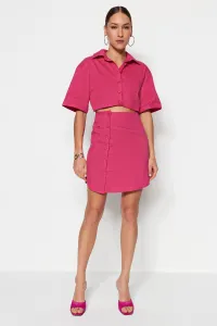 Trendyol limitovaná edícia Fuchsia košeľa mini tkané šaty