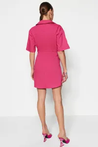 Trendyol limitovaná edícia Fuchsia košeľa mini tkané šaty