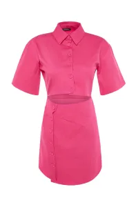 Trendyol limitovaná edícia Fuchsia košeľa mini tkané šaty