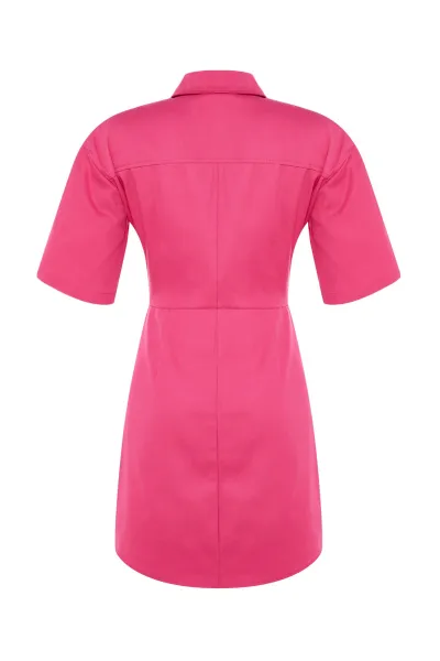 Trendyol limitovaná edícia Fuchsia košeľa mini tkané šaty