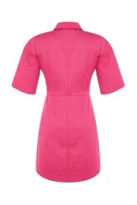 Trendyol limitovaná edícia Fuchsia košeľa mini tkané šaty