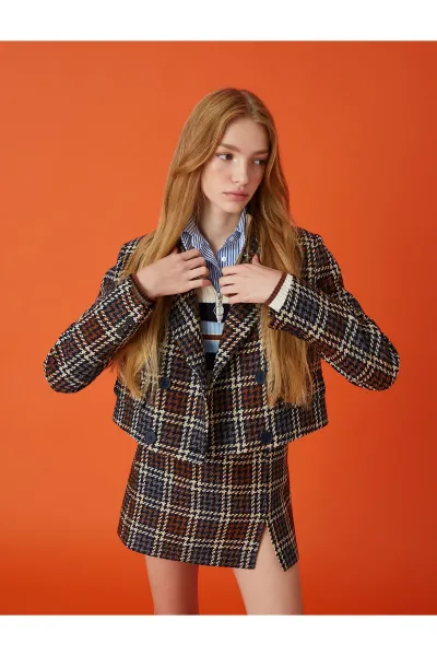 Koton Tweed dvojradový crop sako