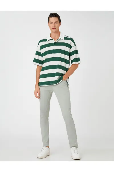 Koton Basic Gabardínové Nohavice s 5 Vreckami a Detailom s Gombíkom.