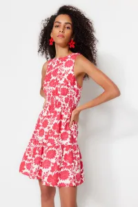 Trendyol Fuchsia Waist Opening Mini Woven Gimped Detailed Floral Woven Dress