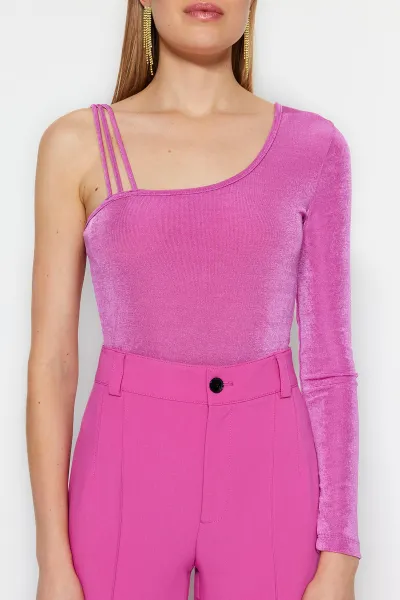 Trendyol Lilac Knitted Snap fastener Body