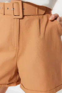 Trendyol Tkané Gabardénové Šortky s Kamelovým Opaskom