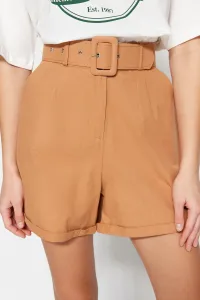 Trendyol Tkané Gabardénové Šortky s Kamelovým Opaskom