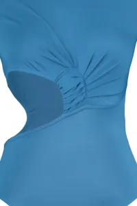 Trendyol modrý pletený body s dlhým rukávom, detailmi s výrezmi a okrúhlym výstrihom.