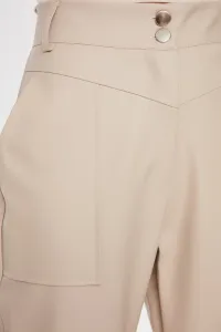 Trendyol Stone Cigarette Woven Faux Leather Trousers