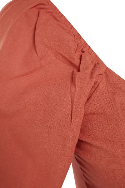 Blúzka z tkaniny Trendyol Tile Crop so šnúrkou, 100% bavlna