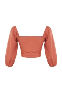 Blúzka z tkaniny Trendyol Tile Crop so šnúrkou, 100% bavlna