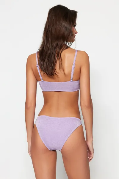 Trendyol Lilac V Cut strieborné spodné časti bikín s vysokými nohami