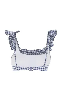 Trendyol Navy Blue Gingham textúrovaná braletka Flounce Bikini Top
