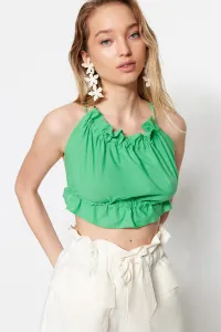 Trendyol Tropická Zelená Tkaná Peplumová Crop Top