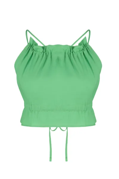 Trendyol Tropická Zelená Tkaná Peplumová Crop Top