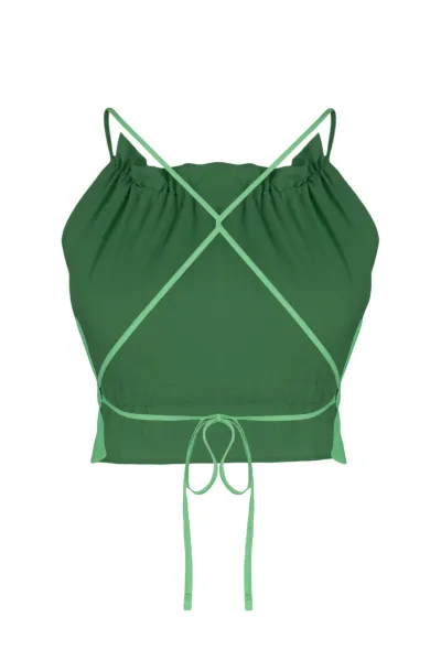 Trendyol Tropická Zelená Tkaná Peplumová Crop Top