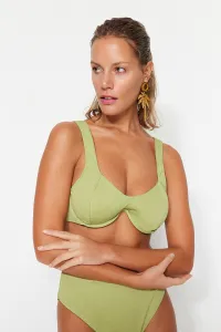 Trendyol Khaki Underwire Inverted V Underwire textúrovaný top bikín