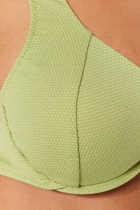 Trendyol Khaki Underwire Inverted V Underwire textúrovaný top bikín