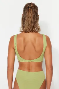 Trendyol Khaki Underwire Inverted V Underwire textúrovaný top bikín