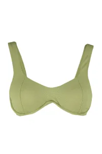 Trendyol Khaki Underwire Inverted V Underwire textúrovaný top bikín