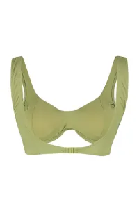 Trendyol Khaki Underwire Inverted V Underwire textúrovaný top bikín
