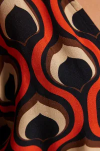 Trendyol Geometric Patterned Belted Maxi Woven Balloon Sleeve Kimono & Kaftan