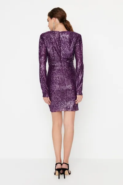 Dámske šaty Trendyol TPRAW20EL0505/PLUM{
