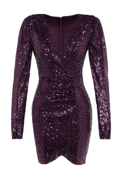 Dámske šaty Trendyol TPRAW20EL0505/PLUM{