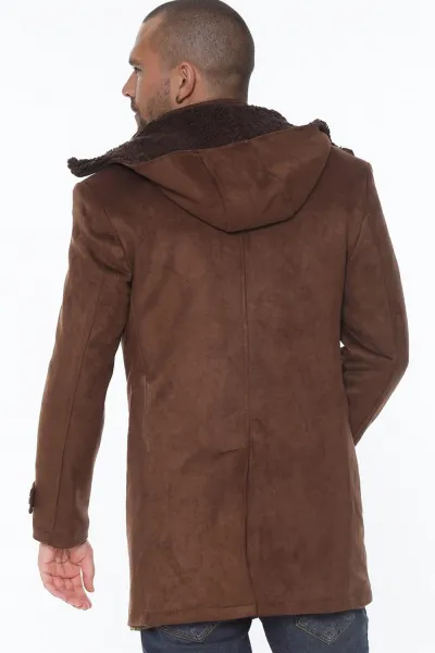 PLT8399 DEWBERRY SUEDE LOOK PÁNSKY KABÁT-OUTDOOR KÁVA