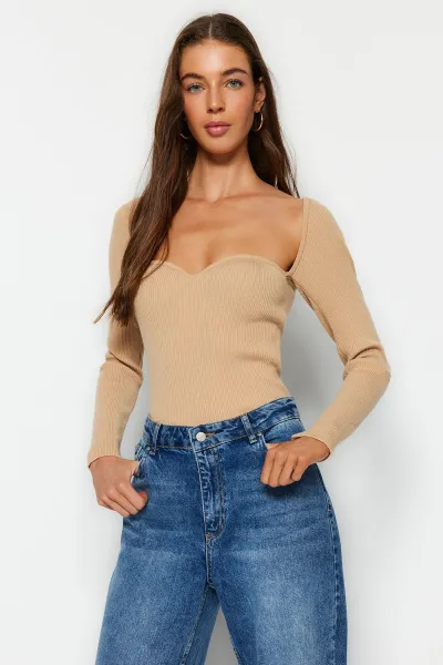 Trendyol Nork Sweetheart golier detailný pletený sveter