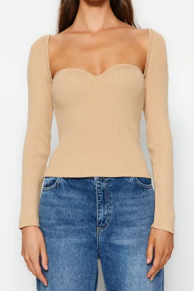 Trendyol Nork Sweetheart golier detailný pletený sveter