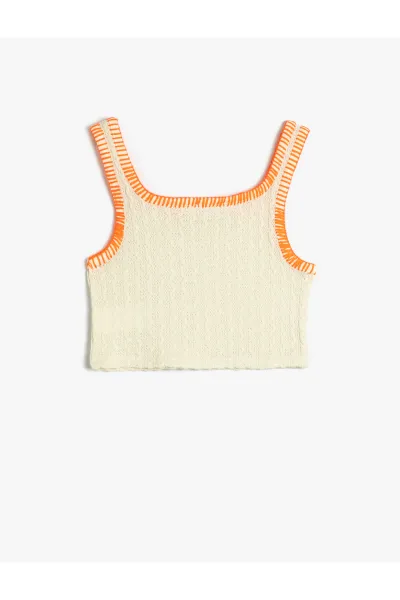 Koton Háčkovaný Crop Top bez Rukávov s U-Výstrihom