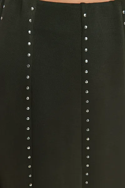 Trendyol Khaki Stone Doplnok Mini Skater/Pletená Sukňa Bez Pásu