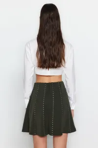 Trendyol Khaki Stone Doplnok Mini Skater/Pletená Sukňa Bez Pásu