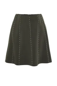 Trendyol Khaki Stone Doplnok Mini Skater/Pletená Sukňa Bez Pásu