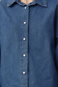 Námornícka modrá oversized rifľová košeľa od značky Trendyol