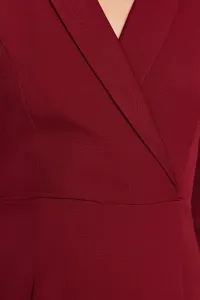 Trendyol Burgundy Mini tkané šaty s V výstrihom