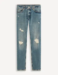Modré pánske slim fit džínsy Celio Fostroy