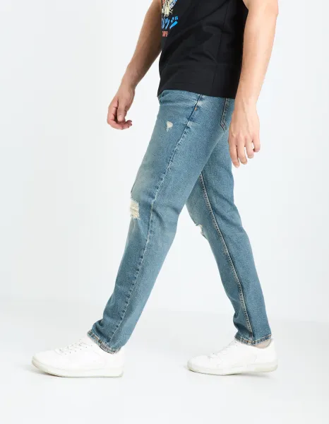 Modré pánske slim fit džínsy Celio Fostroy
