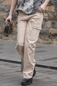 Madmext béžové kapsáčové nohavice