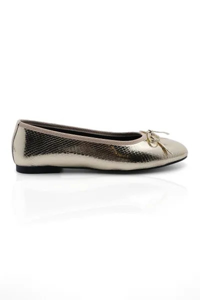 Dámske baleríny Marjin Women's Daily Ballet Flats s okrúhlym nosom Adusa Gold Snake