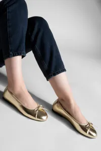 Dámske baleríny Marjin Women's Daily Ballet Flats s okrúhlym nosom Adusa Gold Snake