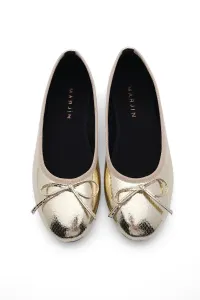 Dámske baleríny Marjin Women's Daily Ballet Flats s okrúhlym nosom Adusa Gold Snake