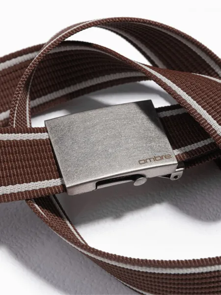 Ombre Two-tone men's parchment belt with horizontal stripes border