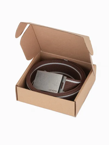 Ombre Two-tone men's parchment belt with horizontal stripes border