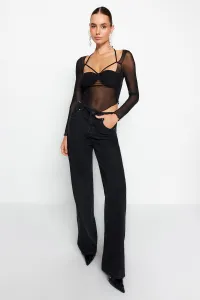 Trendyol Black Cut Out/Window Detailed Tulle Blouse