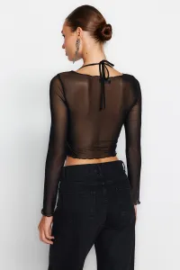 Trendyol Black Cut Out/Window Detailed Tulle Blouse