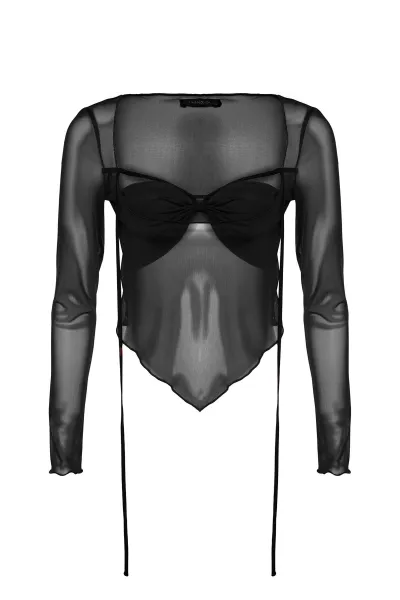 Trendyol Black Cut Out/Window Detailed Tulle Blouse