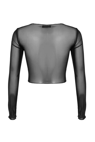 Trendyol Black Cut Out/Window Detailed Tulle Blouse