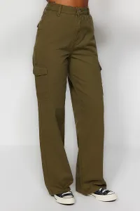 Trendyol Khaki džínsy so širokým pásom s nákladným vreckom